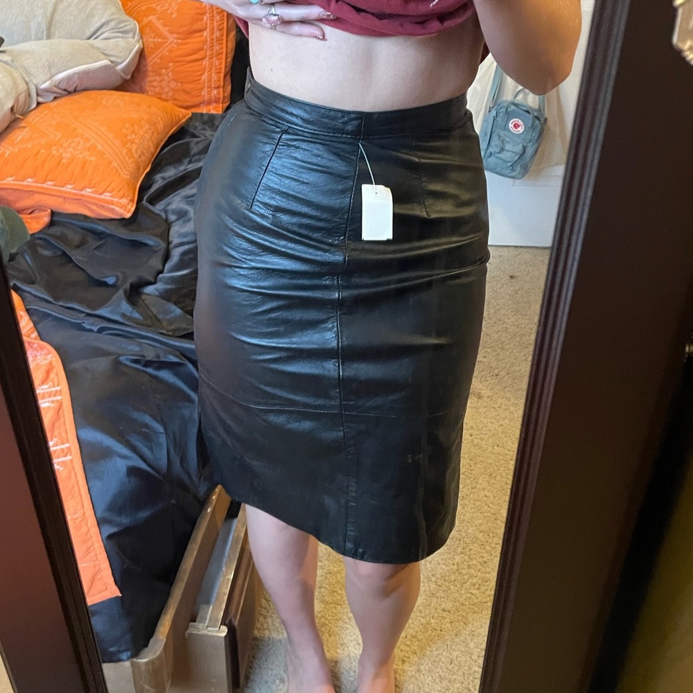 genuine leather skirt
